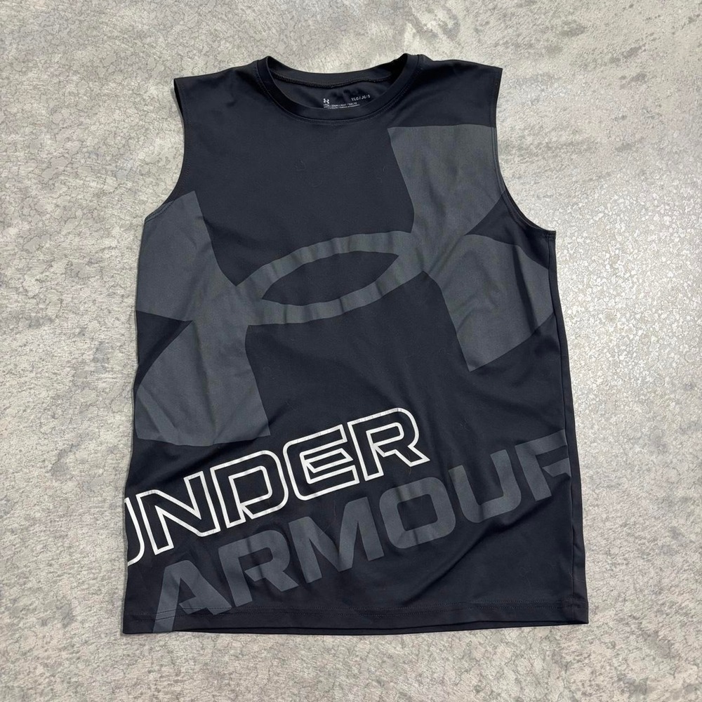 Under Armour Black Graphic Tank Top Youth Large Athletic Y2K